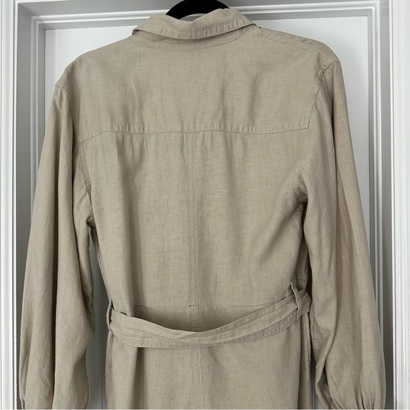 Banana Republic Linen Blend Long Sleeve Shorts Romper in‎ Neutral Stone Small - Picture 10 of 12